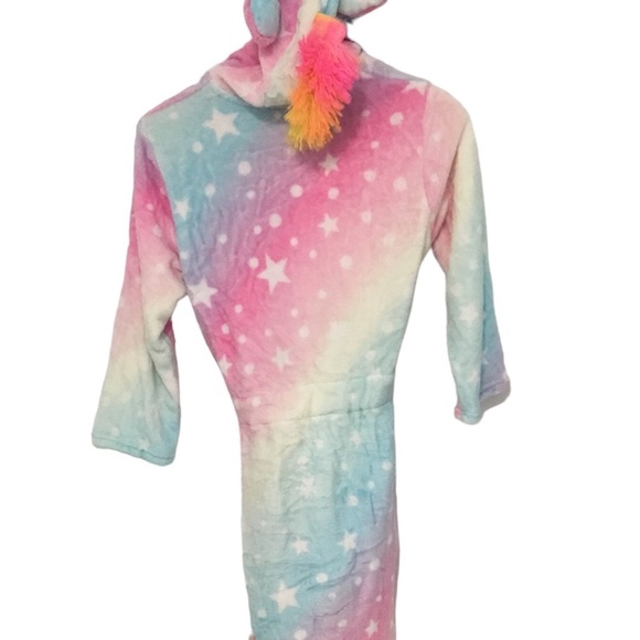 New Girls unicorn bathrobe, housecoat, multi color, ages 8-9 with mini robe - Picture 5 of 7